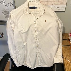 Size medium Ralph Lauren white dress shirt dry clean and rarely worn